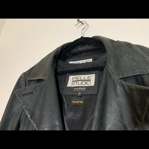 Pelle Studio by Wilson’s Leather distressed black leather coat Thinsulate lining - Picture 2 of 5